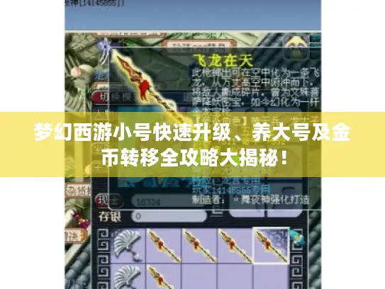 梦幻西游小号快速升级、养大号及金币转移全攻略大揭秘！