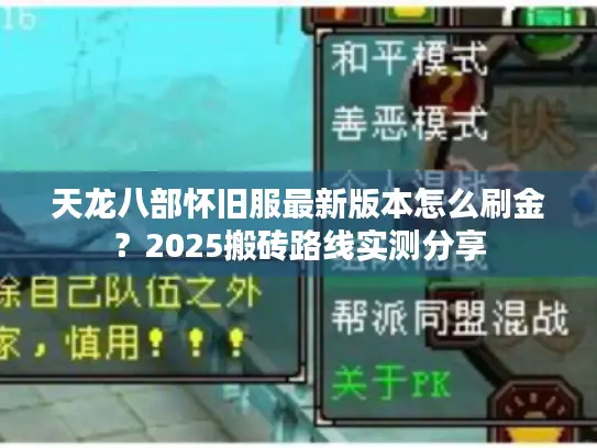 天龙八部怀旧服最新版本怎么刷金?2025搬砖路线实测分享 天龙八部怀旧服最新版本怎么刷金?2025搬砖路线实测分享