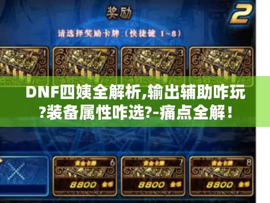 DNF四姨全解析,输出辅助咋玩?装备属性咋选?-痛点全解！