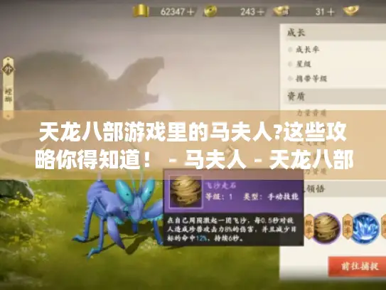 天龙八部游戏里的马夫人?这些攻略你得知道! - 马夫人 - 天龙八部 - 游戏攻略 天龙八部游戏里的马夫人?这些攻略你得知道! - 马夫人 - 天龙八部 - 游戏攻略