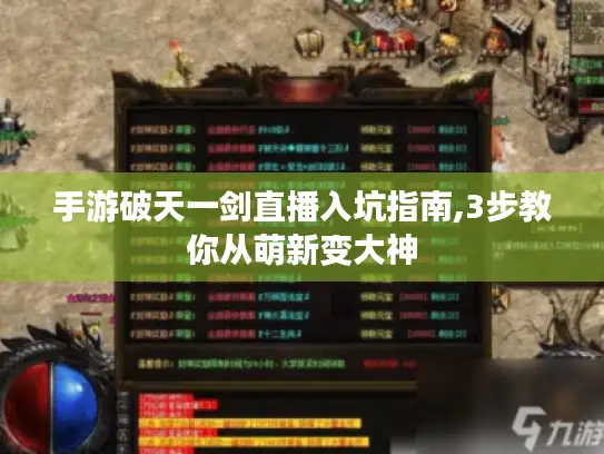 手游破天一剑直播入坑指南,3步教你从萌新变大神