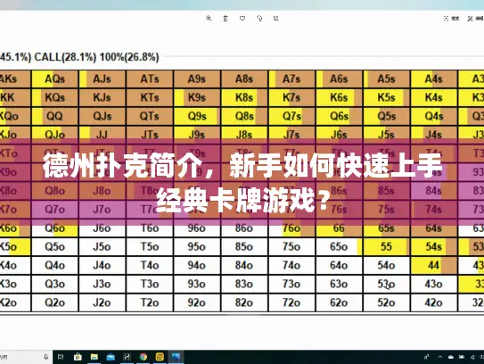 德州扑克简介，新手如何快速上手经典卡牌游戏？