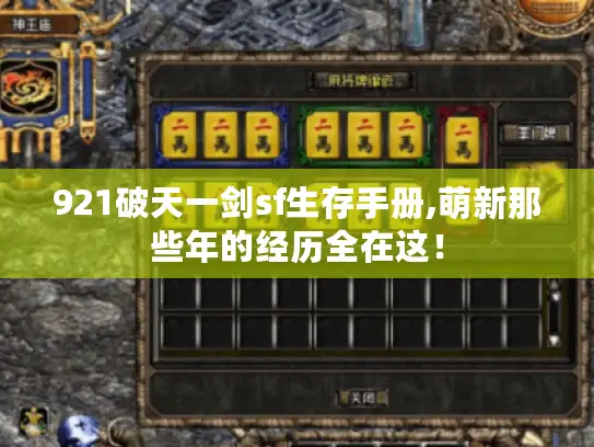 921破天一剑sf生存手册,萌新那些年的经历全在这！