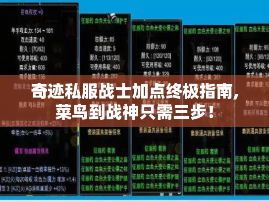 奇迹私服战士加点终极指南,菜鸟到战神只需三步！
