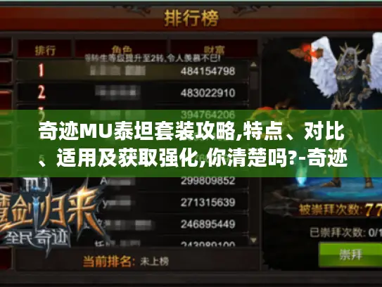 奇迹MU泰坦套装攻略,特点、对比、适用及获取强化,你清楚吗?-奇迹mu泰坦