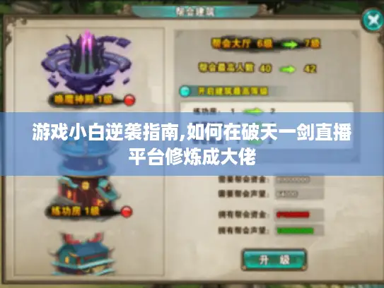 游戏小白逆袭指南,如何在破天一剑直播平台修炼成大佬