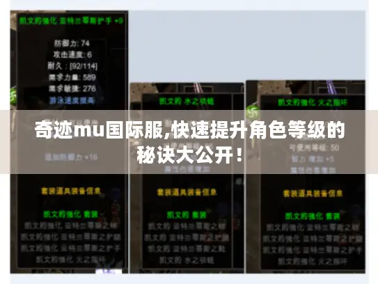 奇迹mu国际服,快速提升角色等级的秘诀大公开！