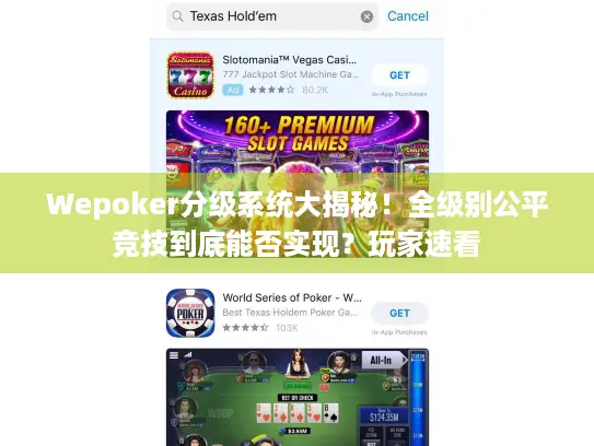 Wepoker分级系统大揭秘!全级别公平竞技到底能否实现?玩家速看 Wepoker分级系统大揭秘!全级别公平竞技到底能否实现?玩家速看
