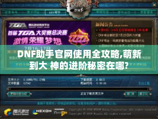 DNF助手官网使用全攻略,萌新到大 神的进阶秘密在哪?