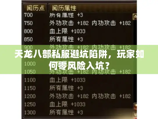 天龙八部私服避坑陷阱，玩家如何零风险入坑？