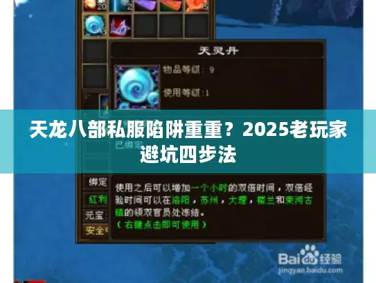 天龙八部私服陷阱重重？2025老玩家避坑四步法
