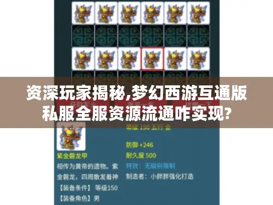 资深玩家揭秘,梦幻西游互通版私服全服资源流通咋实现?