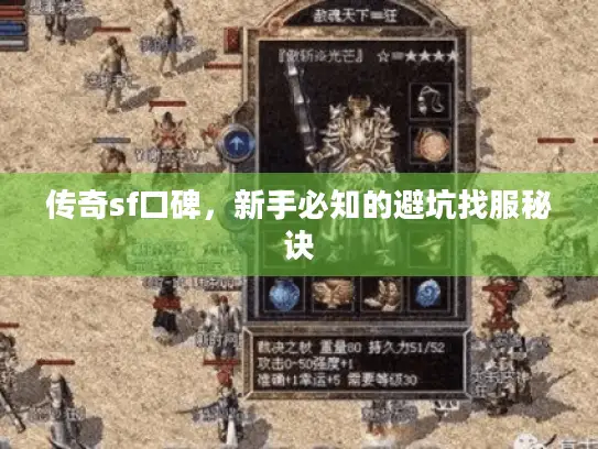 传奇sf口碑，新手必知的避坑找服秘诀