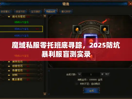 魔域私服零托班底寻踪,2025防坑暴利服盲测实录 魔域私服零托班底寻踪,2025防坑暴利服盲测实录