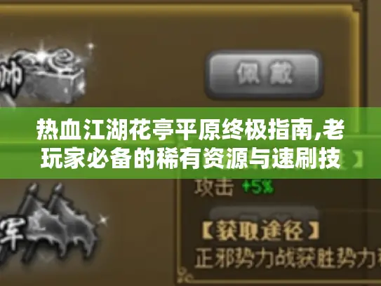 热血江湖花亭平原终极指南,老玩家必备的稀有资源与速刷技巧