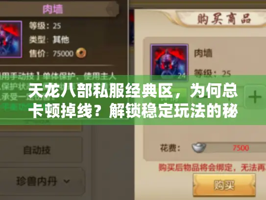 天龙八部私服经典区,为何总卡顿掉线?解锁稳定玩法的秘密 天龙八部私服经典区,为何总卡顿掉线?解锁稳定玩法的秘密