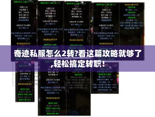 奇迹私服怎么2转?看这篇攻略就够了,轻松搞定转职! 奇迹私服怎么2转?看这篇攻略就够了,轻松搞定转职!