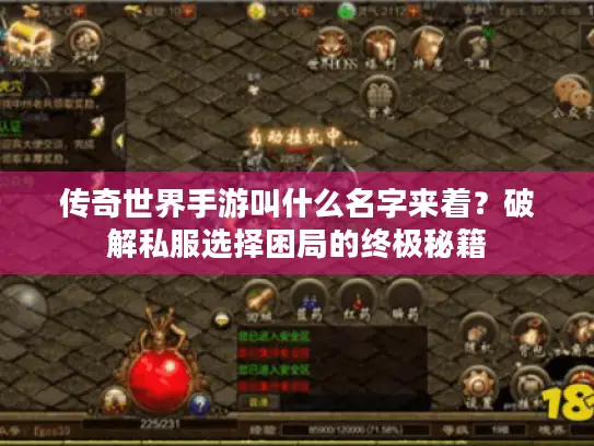 传奇世界手游叫什么名字来着？破解私服选择困局的终极秘籍