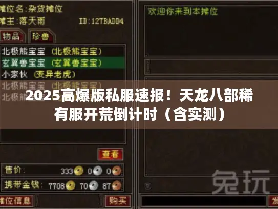 2025高爆版私服速报！天龙八部稀有服开荒倒计时（含实测）
