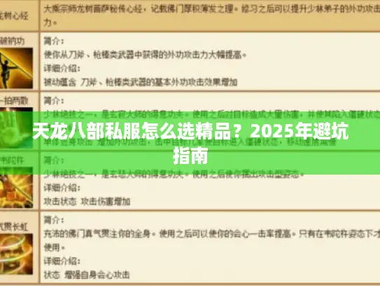 天龙八部私服怎么选精品?2025年避坑指南 天龙八部私服怎么选精品?2025年避坑指南