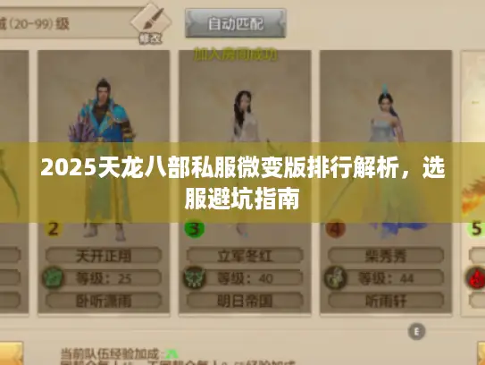 2025天龙八部私服微变版排行解析，选服避坑指南