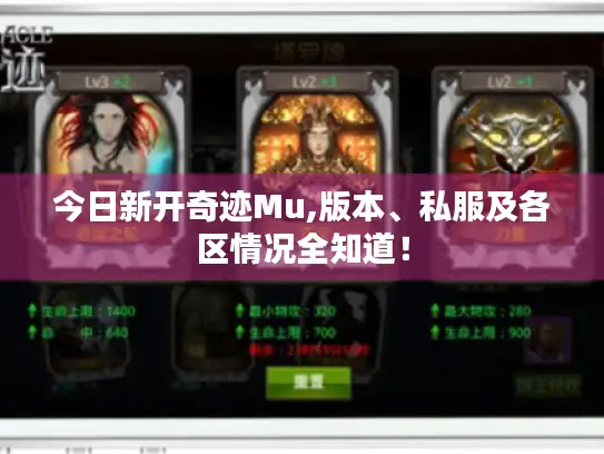 今日新开奇迹Mu,版本、私服及各区情况全知道！