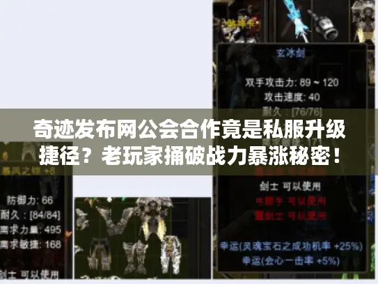 奇迹发布网公会合作竟是私服升级捷径？老玩家捅破战力暴涨秘密！