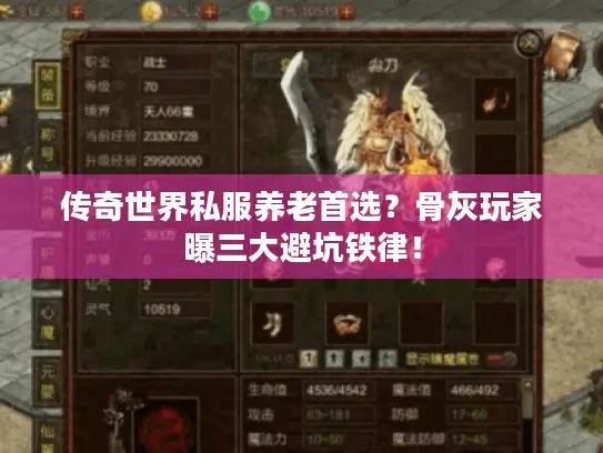 传奇世界私服养老首选?骨灰玩家曝三大避坑铁律! 传奇世界私服养老首选?骨灰玩家曝三大避坑铁律!