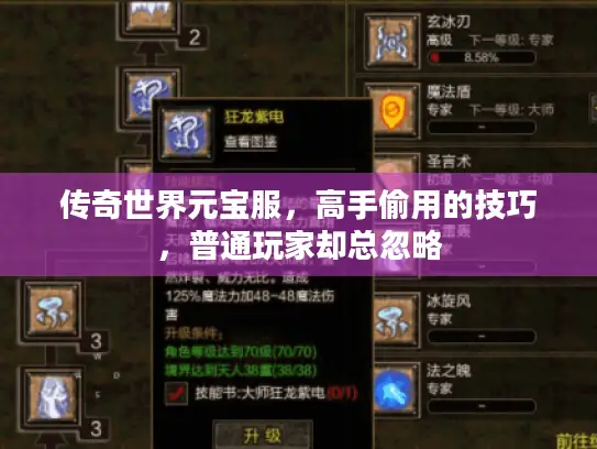 传奇世界元宝服，高手偷用的技巧，普通玩家却总忽略