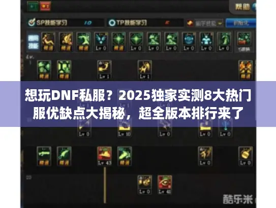 想玩DNF私服？2025独家实测8大热门服优缺点大揭秘，超全版本排行来了