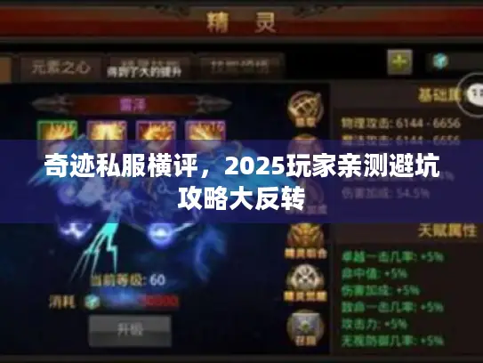 奇迹私服横评，2025玩家亲测避坑攻略大反转