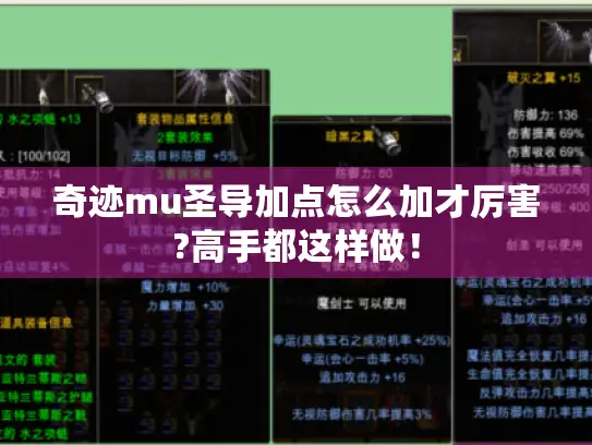 奇迹mu圣导加点怎么加才厉害?高手都这样做！