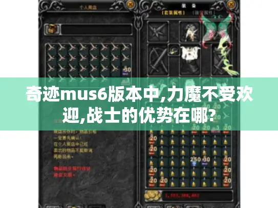 奇迹mus6版本中,力魔不受欢迎,战士的优势在哪?