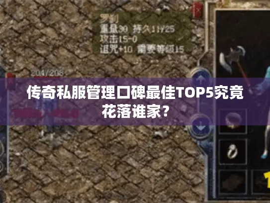 传奇私服管理口碑最佳TOP5究竟花落谁家？