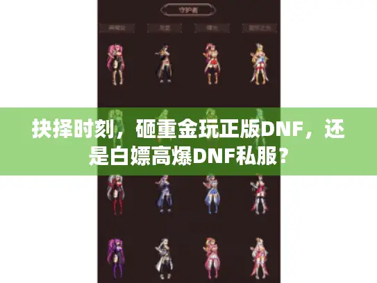 抉择时刻，砸重金玩正版DNF，还是白嫖高爆DNF私服？
