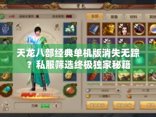 天龙八部经典单机版消失无踪？私服筛选终极独家秘籍