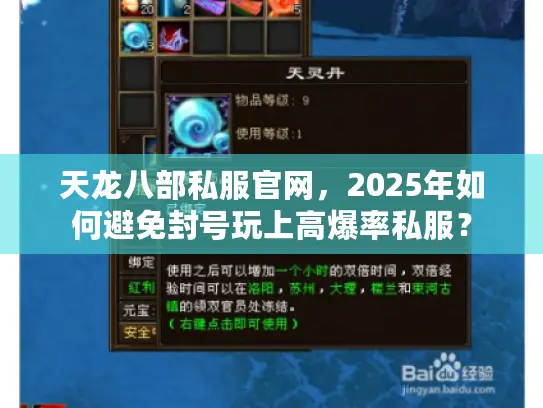 天龙八部私服官网，2025年如何避免封号玩上高爆率私服？