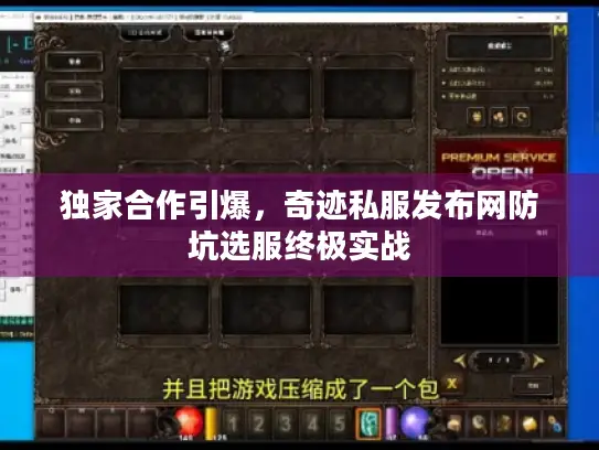 独家合作引爆,奇迹私服发布网防坑选服终极实战 独家合作引爆,奇迹私服发布网防坑选服终极实战