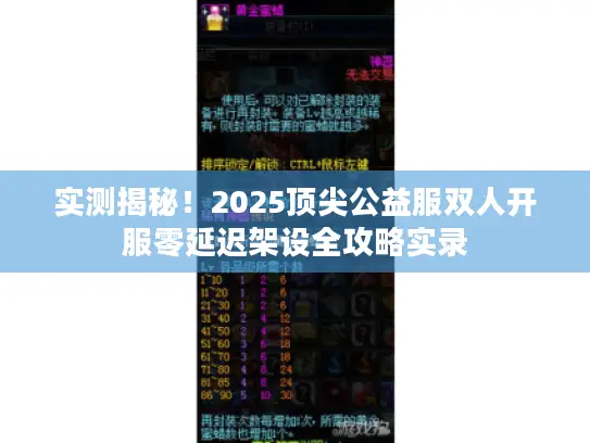 实测揭秘！2025顶尖公益服双人开服零延迟架设全攻略实录
