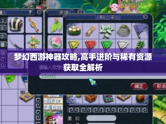 梦幻西游神器攻略,高手进阶与稀有资源获取全解析