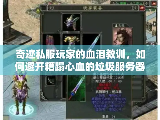 奇迹私服玩家的血泪教训，如何避开糟蹋心血的垃圾服务器？