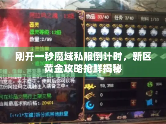 刚开一秒魔域私服倒计时,新区黄金攻略抢鲜揭秘 刚开一秒魔域私服倒计时,新区黄金攻略抢鲜揭秘