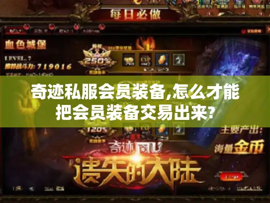 奇迹私服会员装备,怎么才能把会员装备交易出来?