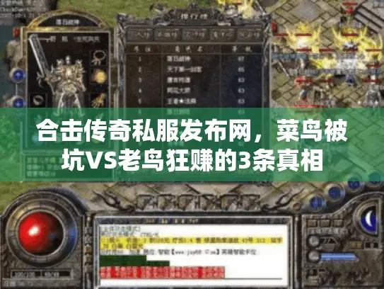 合击传奇私服发布网，菜鸟被坑VS老鸟狂赚的3条真相