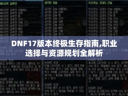 DNF17版本终极生存指南,职业选择与资源规划全解析