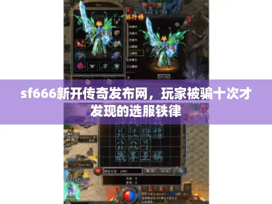 sf666新开传奇发布网，玩家被骗十次才发现的选服铁律