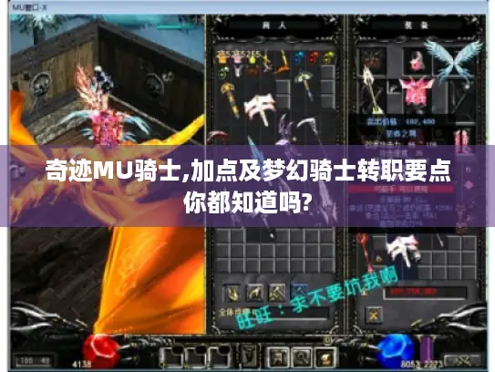 奇迹MU骑士,加点及梦幻骑士转职要点你都知道吗?