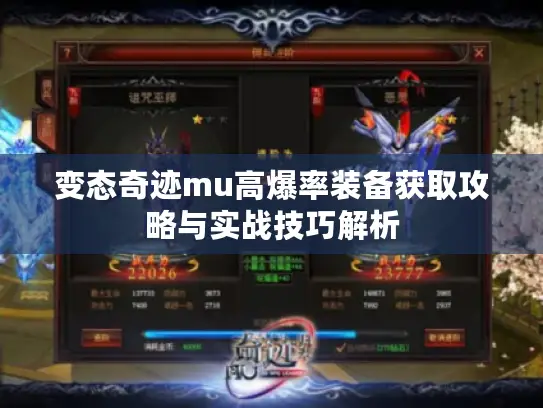 变态奇迹mu高爆率装备获取攻略与实战技巧解析