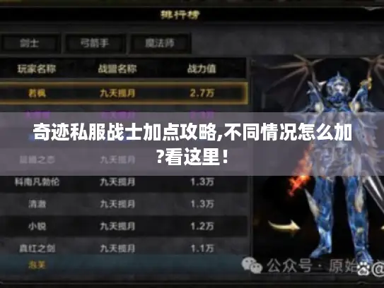 奇迹私服战士加点攻略,不同情况怎么加?看这里! 奇迹私服战士加点攻略,不同情况怎么加?看这里!
