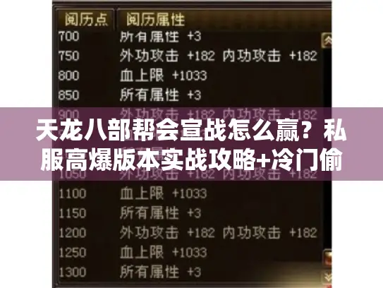 天龙八部帮会宣战怎么赢?私服高爆版本实战攻略+冷门偷家技巧揭秘 天龙八部帮会宣战怎么赢?私服高爆版本实战攻略+冷门偷家技巧揭秘